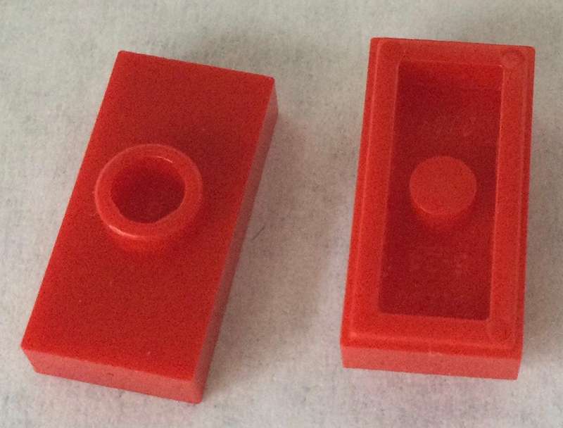 LEGO Plate, Modified 1 x 2 with 1 Stud without Groove (Jumper) ~ {Red}