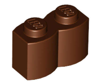 LEGO Parts Brick, Modified 1 x 2 with Log Profile~ {Reddish Brown}