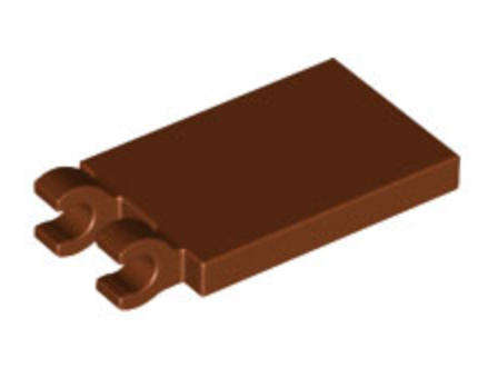 LEGO Tile, Modified 2 x 3 with 2 Open O Clips ~ {Reddish Brown}