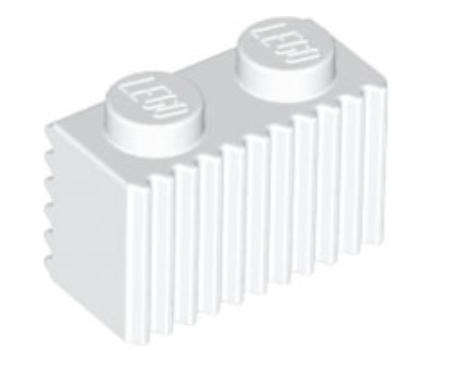 LEGO Parts Brick, Modified 1 x 2 with Grille / Fluted Profile ~ {White}