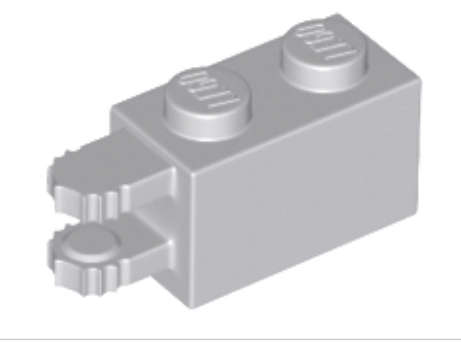 LEGO Parts Hinge Brick 1 x 2 Locking with 2 Fingers Horizontal End~ {Light Bluish Grey}