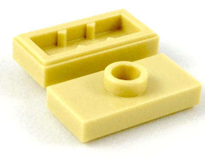 LEGO Plate, Modified 1 x 2 with 1 Stud with Groove and Bottom Stud Holder (Jumper) ~ {Tan}