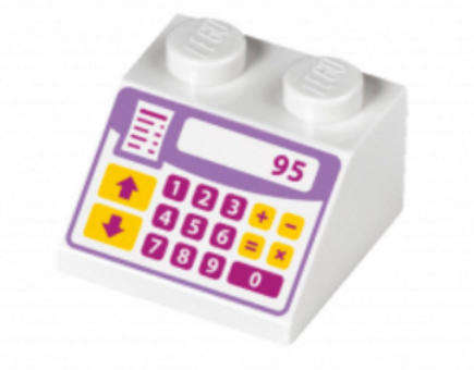 LEGO  Slope 45 2 x 2 with Medium Lavender Cash Register with Magenta and Bright Light Orange Buttons