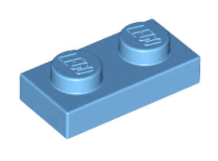 LEGO Parts 1 x 2 Plate ~ {Medium Blue}