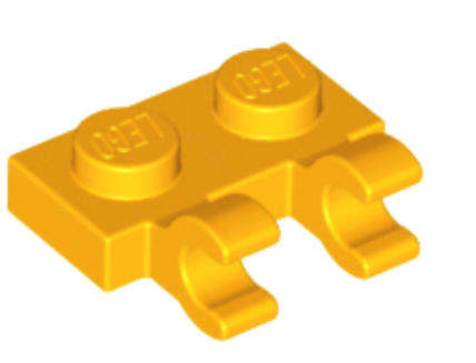 LEGO Parts Plate, Modified 1 x 2 with 2 Open O Clips (Horizontal Grip) ~ {Light Bight Orange}