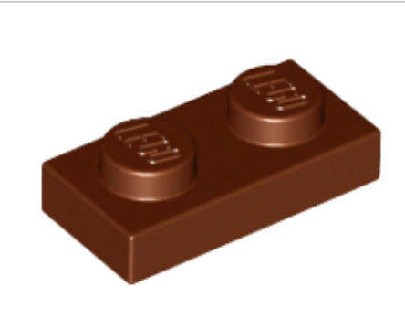 LEGO Parts 1 x 2 Plate ~ {Reddish Brown}