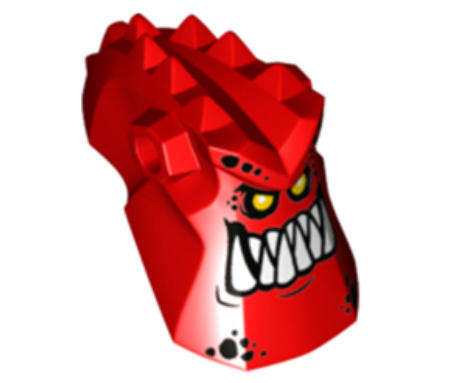 LEGO Minifigure, Head, Modified Alien with Spikes on Top and Holes on Sides with White Pointed Teeth