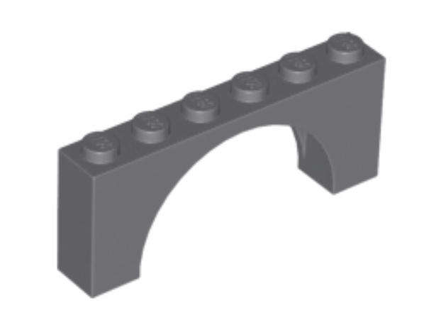 LEGO Parts Arch 1 x 6 x 2 - Medium Thick Top without Reinforced Underside ~ {Dark Bluish Grey}