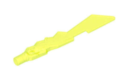 LEGO Minifigure, Weapon Sword Blade with Jagged Edges and Bar End ~ {Trans~Neon Green}