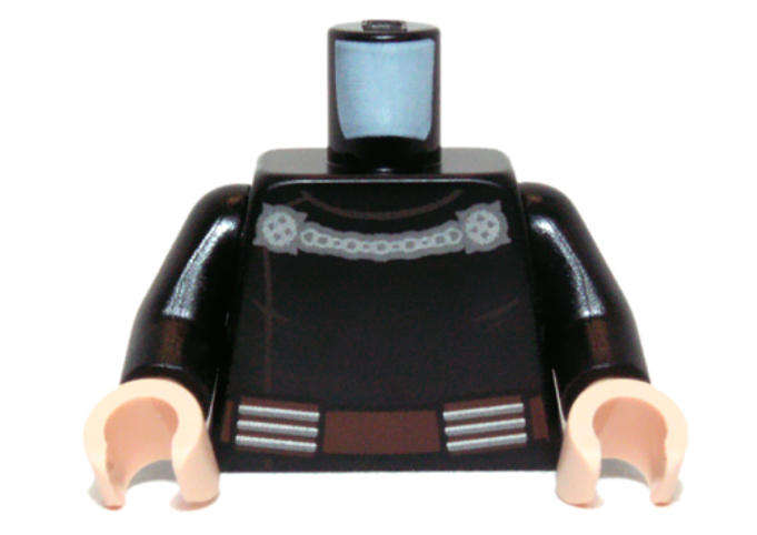 LEGO Torso SW Robe with Side Closure, Ornate Silver Clasp and Belt Pattern (Count Dooku) ~ {Black}