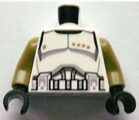 LEGO Torso SW Armor Clone Trooper Sergeant Black Belt and Four Olive Green Stars Pattern  ~ {White}