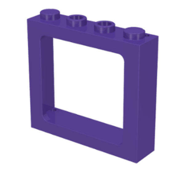 LEGO Parts Window 1 x 4 x 3 Train - 2 Hollow Studs and 2 Solid Studs ~ {Dark Purple}
