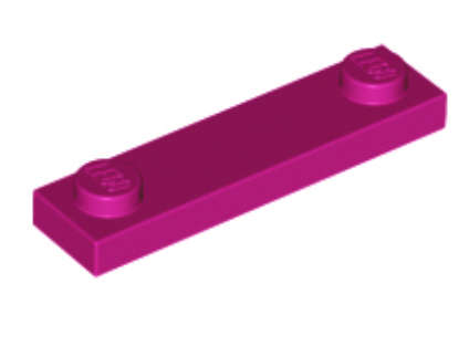 LEGO Parts Plate Modified Plate, Modified 1 x 4 with 2 Studs without Groove ~ Magenta