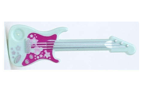 LEGO Minifigure, Utensil Musical Instrument, Guitar Electric with Silver Strings, ~ {Light Aqua}