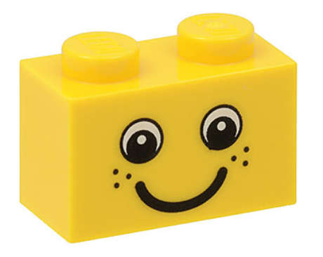 LEGO Parts Brick Decorated  Brick 1 x 2 with  Eyes and Freckles and Smile Pattern
