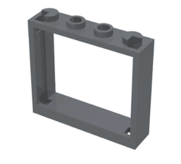 LEGO Parts Window 1 x 4 x 3 - No Shutter Tabs ~ {Dark Bluish Grey}