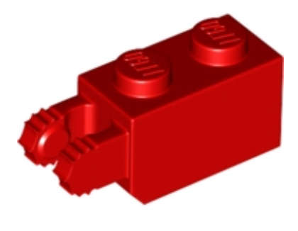 LEGO Parts Hinge Brick 1 x 2 Locking with 2 Fingers Vertical End ~ {Red}