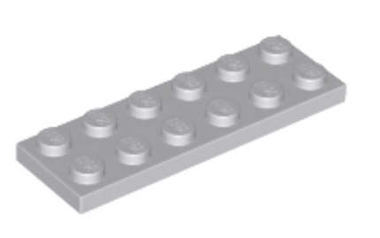 LEGO Parts Plate 2 x 6~ {Light Bluish Grey}