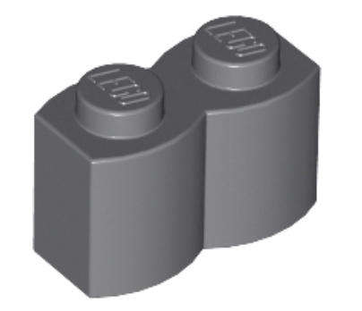 LEGO Parts Brick, Modified 1 x 2 with Log Profile~ {Dark  Bluish Grey}