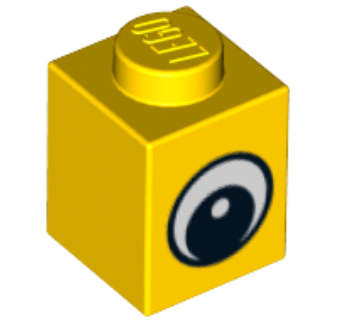 LEGO Parts Brick Decorated  Brick 1 x 1 with Black and White Eye with Pupil Pattern