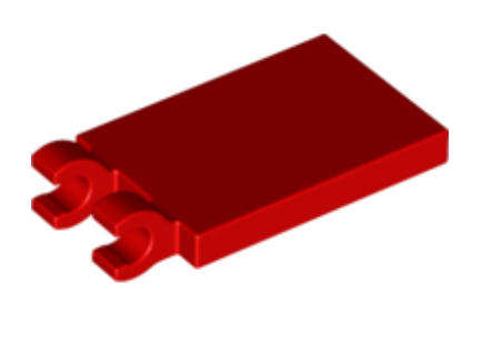 LEGO Tile, Modified 2 x 3 with 2 Open O Clips ~ {Red}