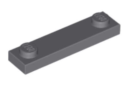 LEGO Parts Plate Modified Plate, Modified 1 x 4 with 2 Studs without Groove ~ Dark Bluish Grey