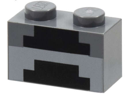 LEGO Parts Brick Decorated  Brick 1 x 2 with  Minecraft Pixelated Furnace Unlit Pattern