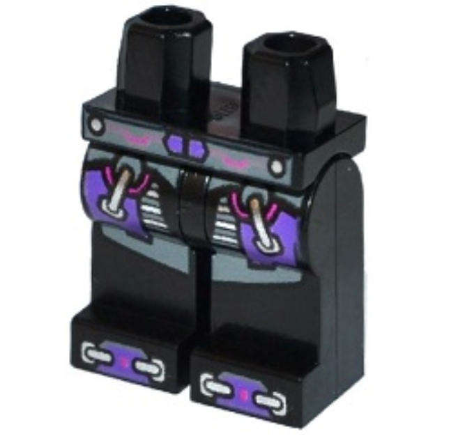 LEGO AntiMatter Hips and Legs with Silver, Dark Bluish Gray and Dark Purple Robot Armor,~ {Black}