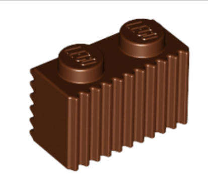 LEGO Parts Brick, Modified 1 x 2 with Grille / Fluted Profile ~ {Reddish Brown}