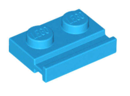 LEGO Parts Plate, Modified 1 x 2 with Door Rail ~ {Dark Azure}