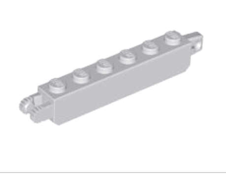 LEGO Hinge Brick 1 x 6 Locking with 1 Finger Vertical End and 2 Fingers Vertical End ~{LB Grey}