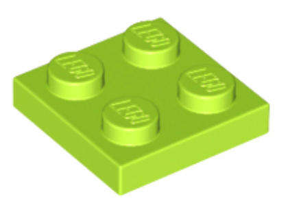 LEGO Parts Plate 2 x 2 ~ {Lime}