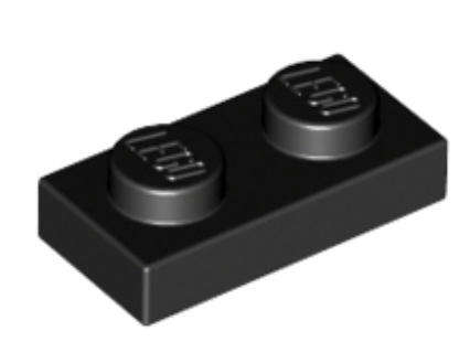 LEGO Parts 1 x 2 Plate ~ {Black}