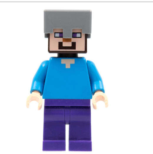 LEGO Minifigure Minecraft Steve (Light Nougat) - Dark Purple Legs, Flat Silver Helmet