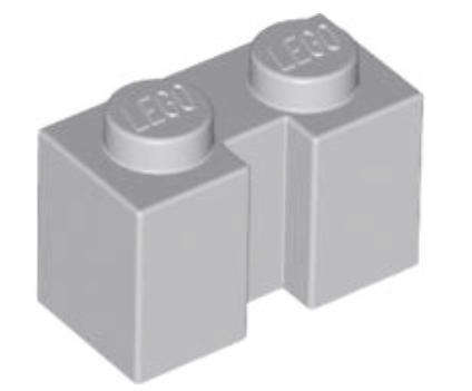 LEGO Parts Brick, Modified 1 x 2 with Channel ~ {Light Bluish Grey}