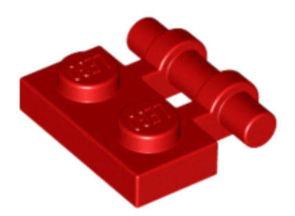LEGO Parts Plate, Modified 1 x 2 with Bar Handle on Side - Free Ends ~ {Red}