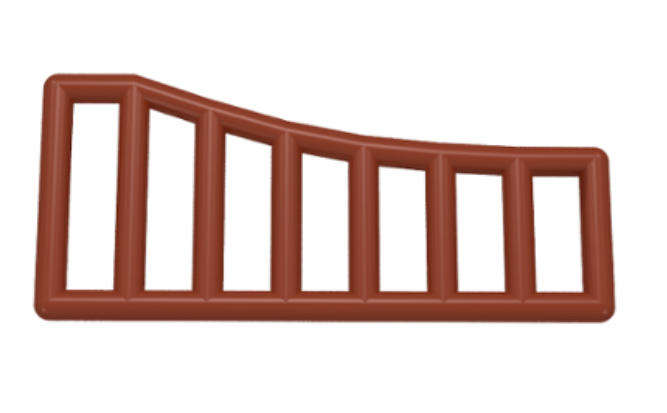LEGO Parts Bar 1 x 8 x 3 ~ 1 x 8 x 4 Grille Curved ~ {Reddish Brown}