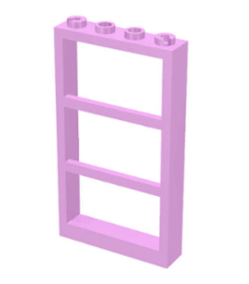 LEGO Parts Window 1 x 4 x 6 with 3 Panes ~ {Bright Pink}