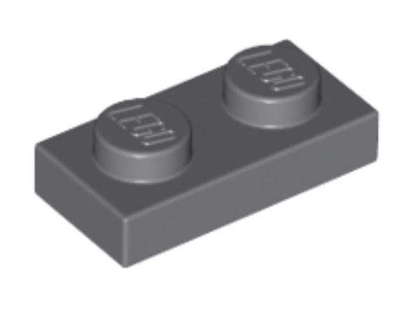 LEGO Parts 1 x 2 Plate ~ {Dark Bluish Grey}