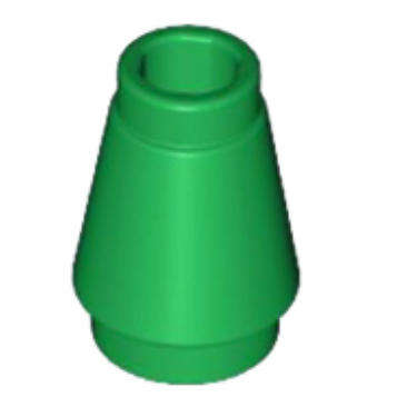 LEGO Cone 1 x 1 with Top Groove ~. {Green}