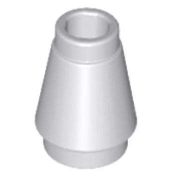 LEGO Cone 1 x 1 with Top Groove ~. {Light Bluish Grey}