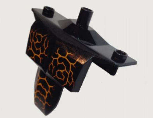 LEGO Large Figure Torso Armor Shoulder Studs with Bright Light Orange and Dark Red Cracks  ~ {Black}