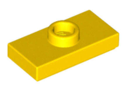 LEGO Plate, Modified 1 x 2 with 1 Stud with Groove and Bottom Stud Holder (Jumper) ~ {Yellow}