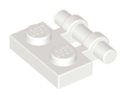 LEGO Parts Plate, Modified 1 x 2 with Bar Handle on Side - Free Ends ~ {White}