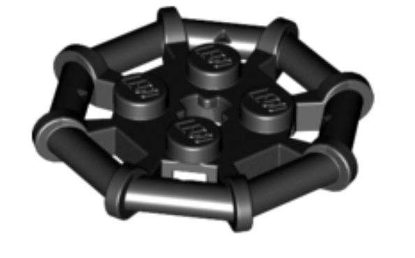 LEGO Plate, Modified 2 x 2 with Bar Frame Octagonal, Reinforced, Completely Round Studs ~ {Black}