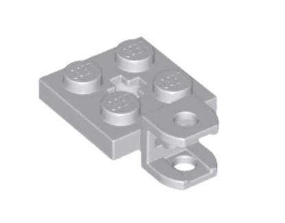 LEGO Plate, Modified 2 x 2 with Tow Ball Socket, Short, Flattened with Holes ~ {Light Bluish Grey}
