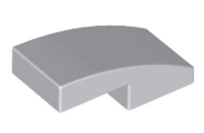 LEGO Parts Slope, Curved 2 x 1 x 2/3 ~ {Light Bluish Grey}
