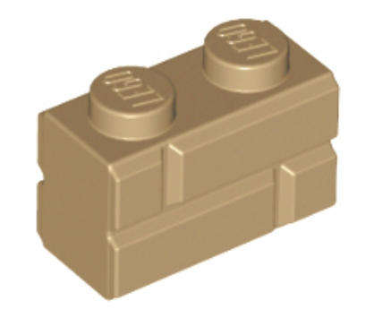 LEGO Parts Brick, Modified 1 x 2 with Masonry Profile ~ {Dark Tan}