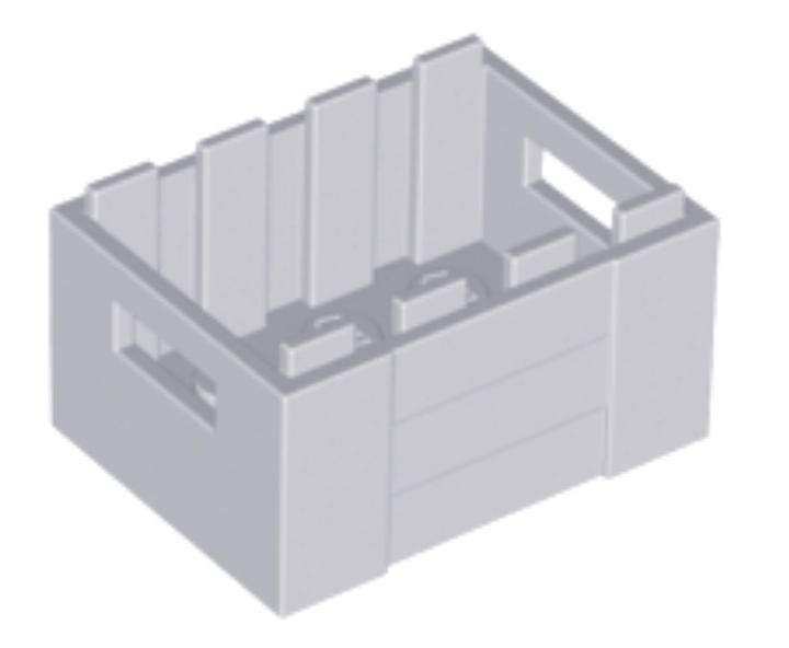 LEGO Container, Crate 3 x 4 x 1 2/3 with Handholds ~ {Light Bluish Grey}
