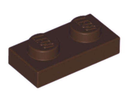 LEGO Parts 1 x 2 Plate ~ {Dark Brown}